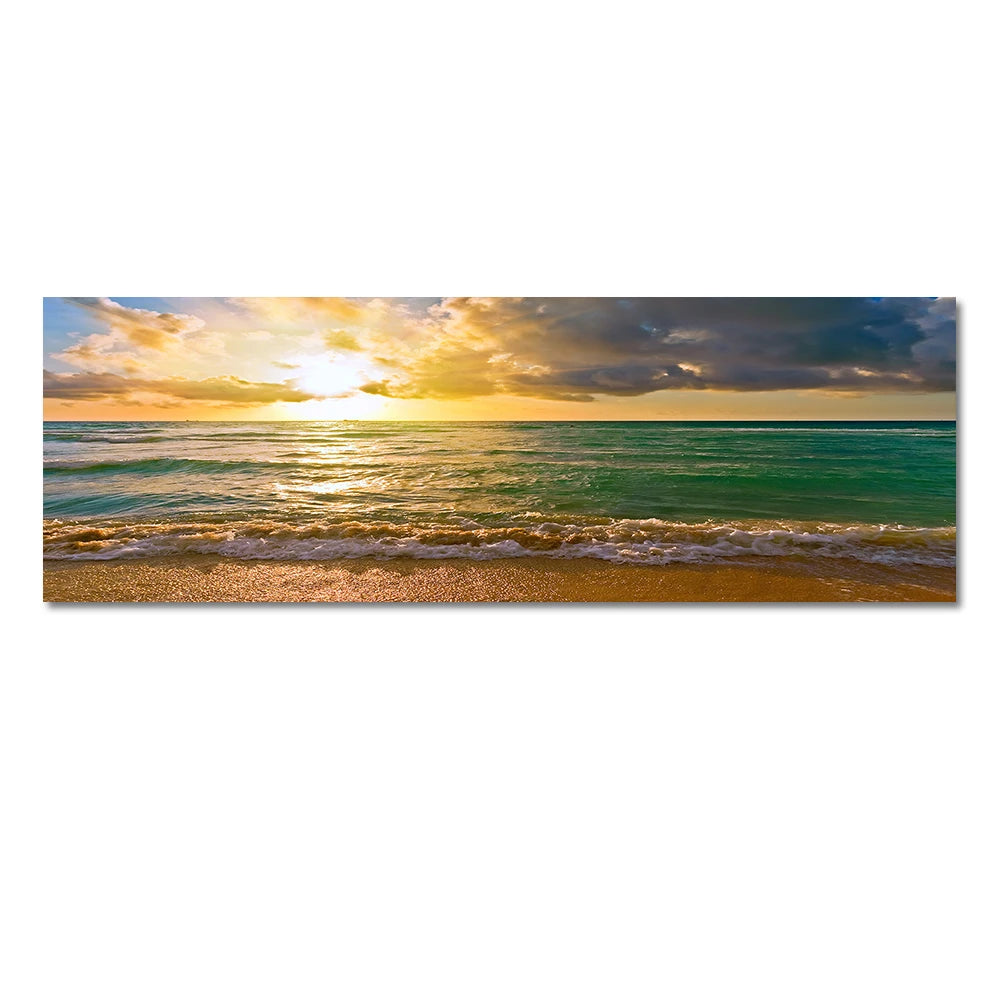 Modern Natural Beach Landscape Wall Art Poster Prints Sea Sunset Aesthetics Canvas Painting Picture for Living Room Home Decor