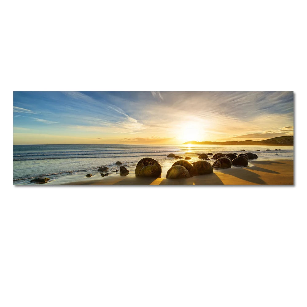 Modern Natural Beach Landscape Wall Art Poster Prints Sea Sunset Aesthetics Canvas Painting Picture for Living Room Home Decor