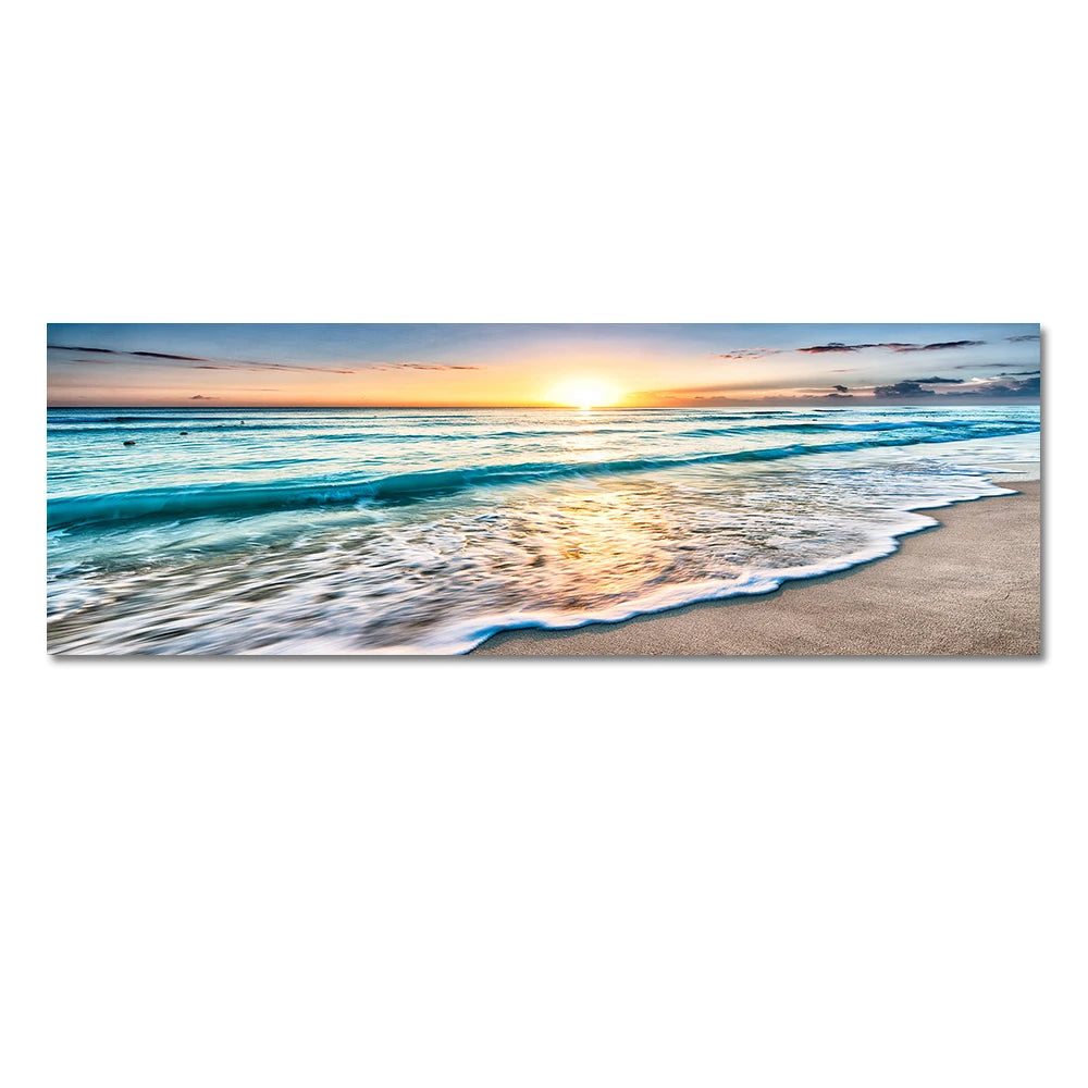 Modern Natural Beach Landscape Wall Art Poster Prints Sea Sunset Aesthetics Canvas Painting Picture for Living Room Home Decor