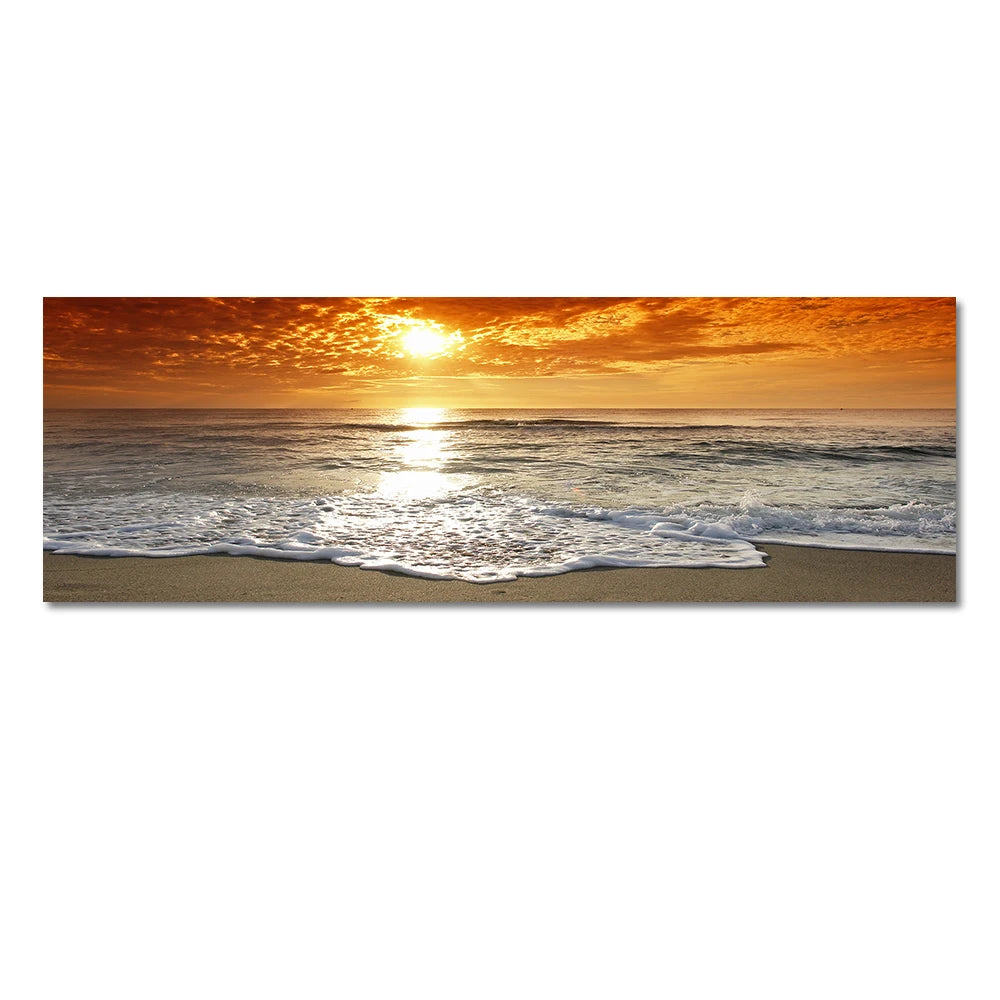 Modern Natural Beach Landscape Wall Art Poster Prints Sea Sunset Aesthetics Canvas Painting Picture for Living Room Home Decor