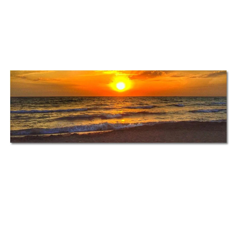 Modern Natural Beach Landscape Wall Art Poster Prints Sea Sunset Aesthetics Canvas Painting Picture for Living Room Home Decor