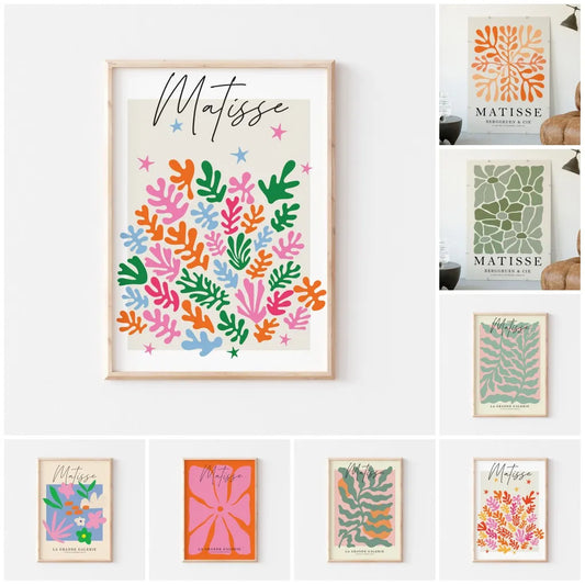 Modern Abstract Art Wall Prints Matisse Exhibition Poster Colorful Flowers Leaves Canvas Painting Dorm Living Room Decor