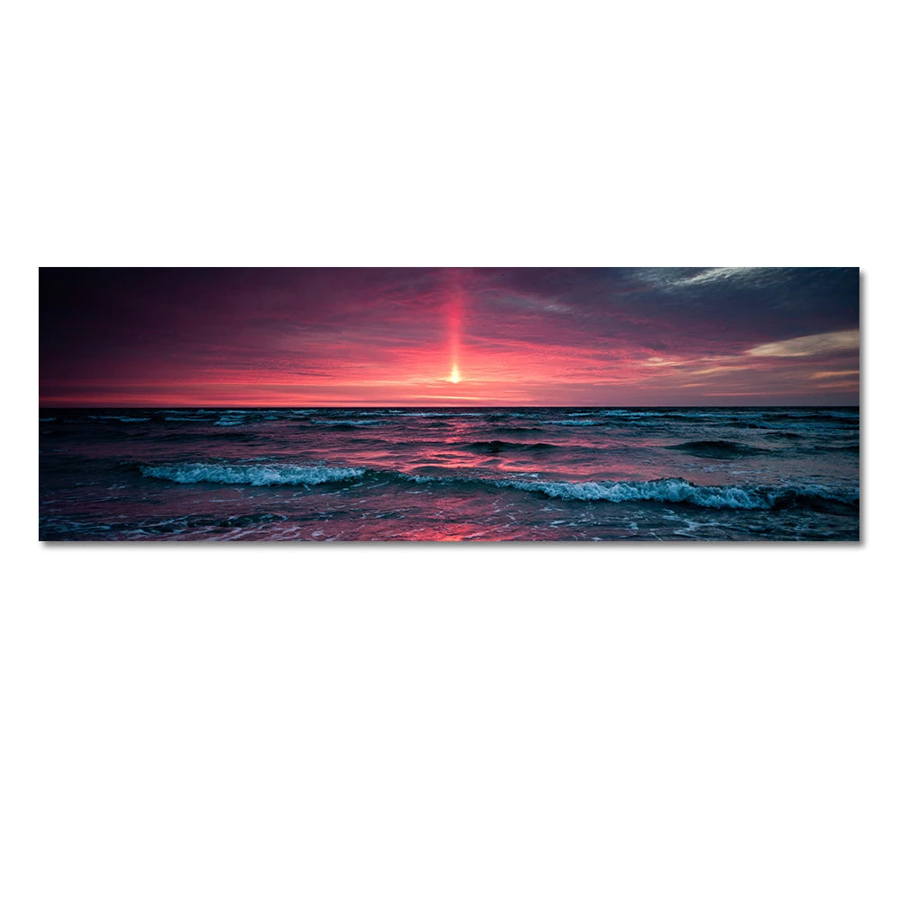 Modern Natural Beach Landscape Wall Art Poster Prints Sea Sunset Aesthetics Canvas Painting Picture for Living Room Home Decor
