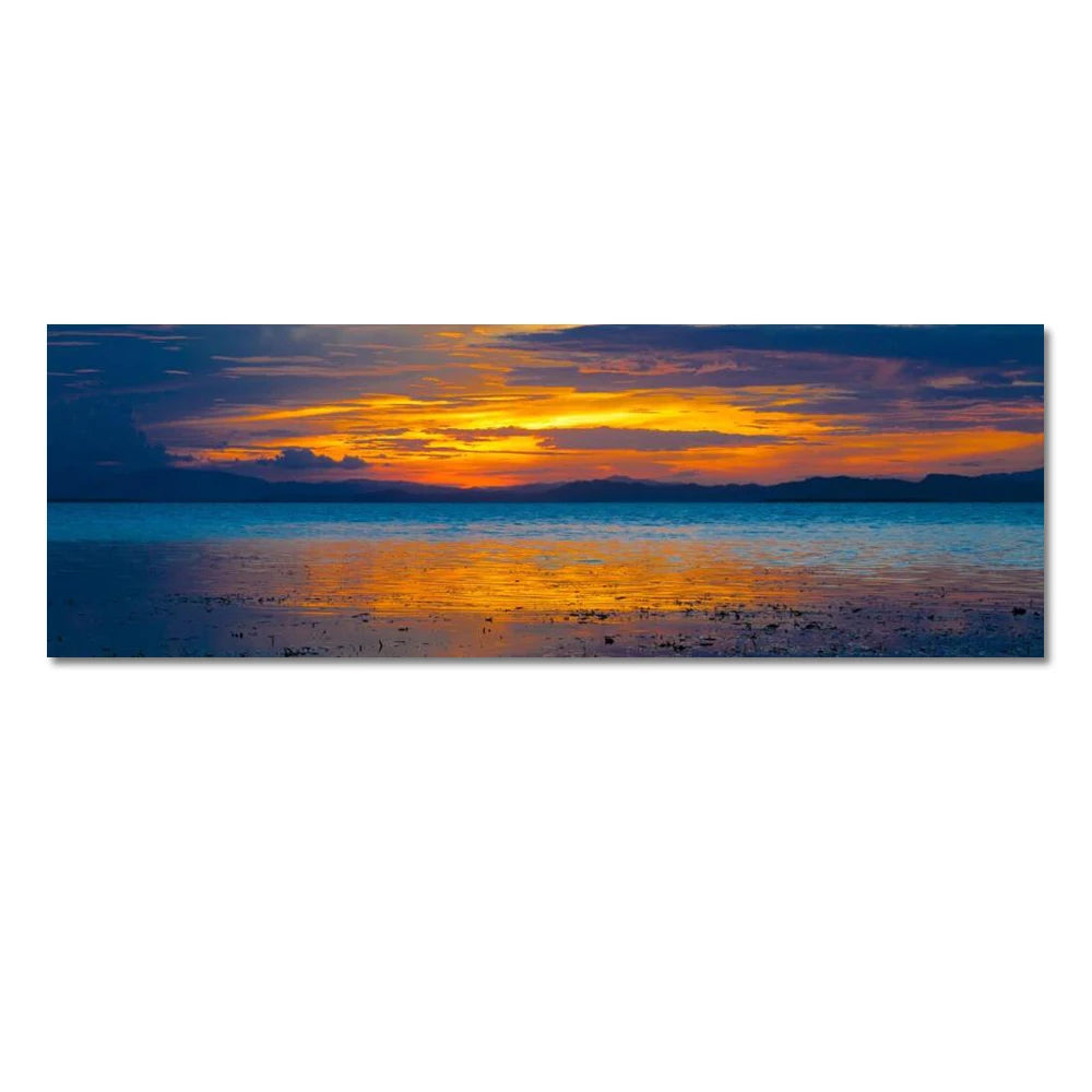 Modern Natural Beach Landscape Wall Art Poster Prints Sea Sunset Aesthetics Canvas Painting Picture for Living Room Home Decor