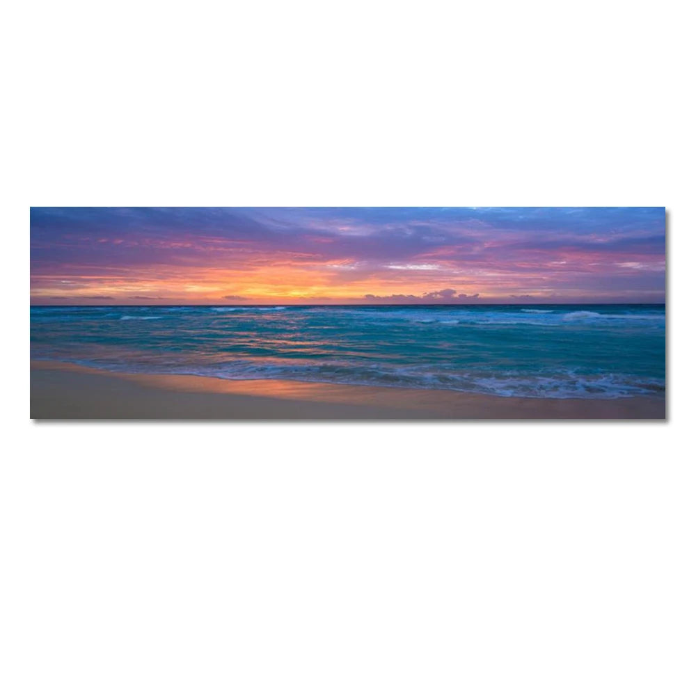 Modern Natural Beach Landscape Wall Art Poster Prints Sea Sunset Aesthetics Canvas Painting Picture for Living Room Home Decor