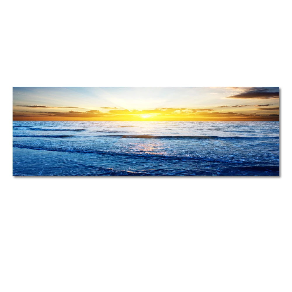 Modern Natural Beach Landscape Wall Art Poster Prints Sea Sunset Aesthetics Canvas Painting Picture for Living Room Home Decor