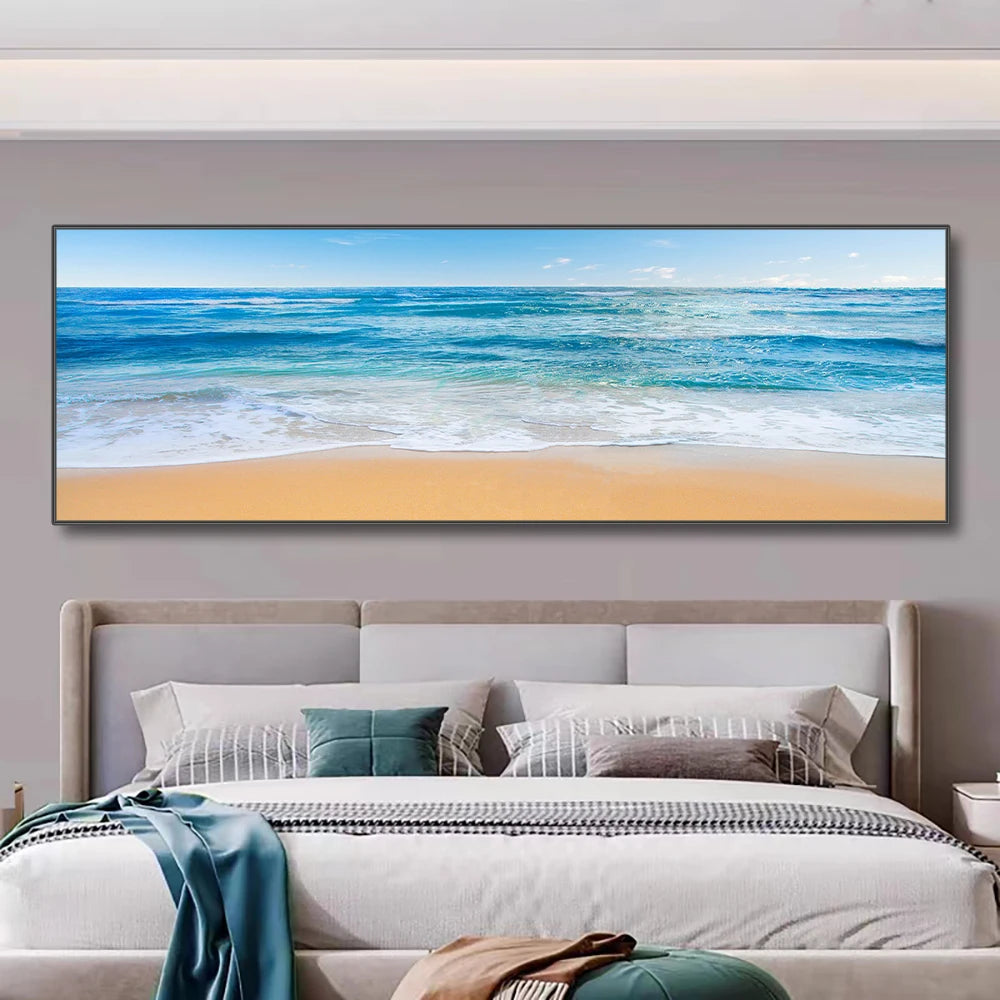 Modern Natural Beach Landscape Wall Art Poster Prints Sea Sunset Aesthetics Canvas Painting Picture for Living Room Home Decor