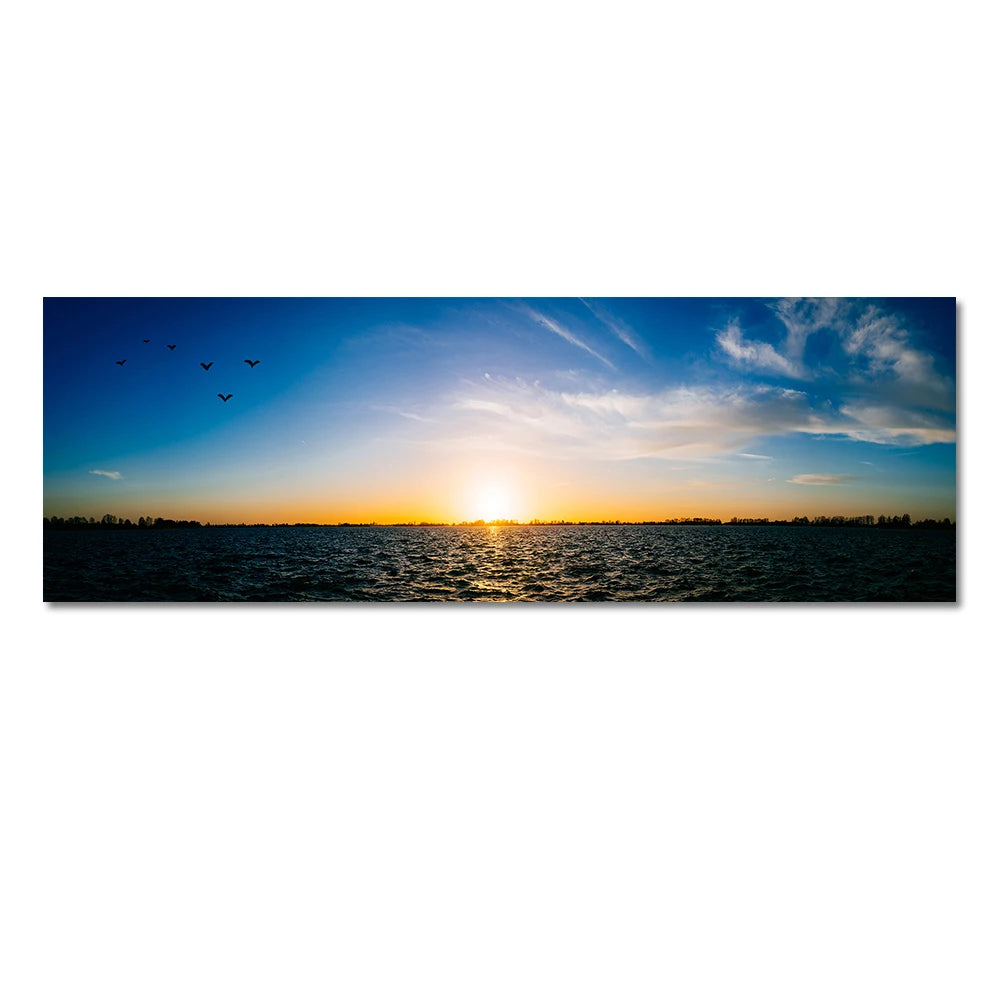 Modern Natural Beach Landscape Wall Art Poster Prints Sea Sunset Aesthetics Canvas Painting Picture for Living Room Home Decor